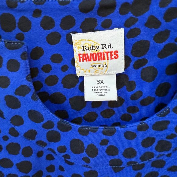 Ruby Rd Favorites Blue & Black 3/4 sleeve top - Picture 3 of 11